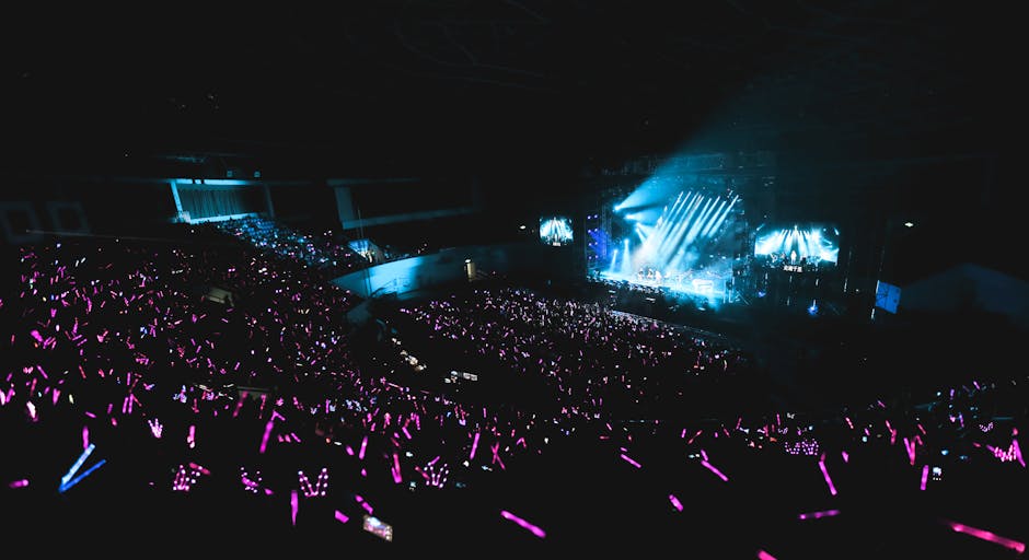 K-POP concert with colorful stage lights